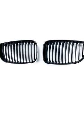 适用宝马1系E87 2008-2014前肾格栅单线板条网状格栅哑光黑色赛