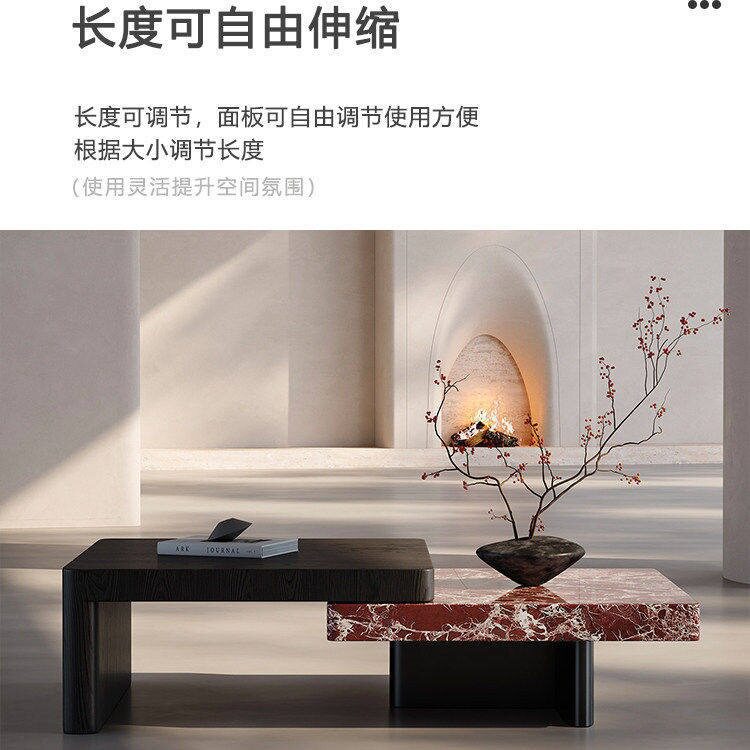 YMCS9109组合茶几长柜款意式极简大理石茶几客厅家用伸缩高端创意