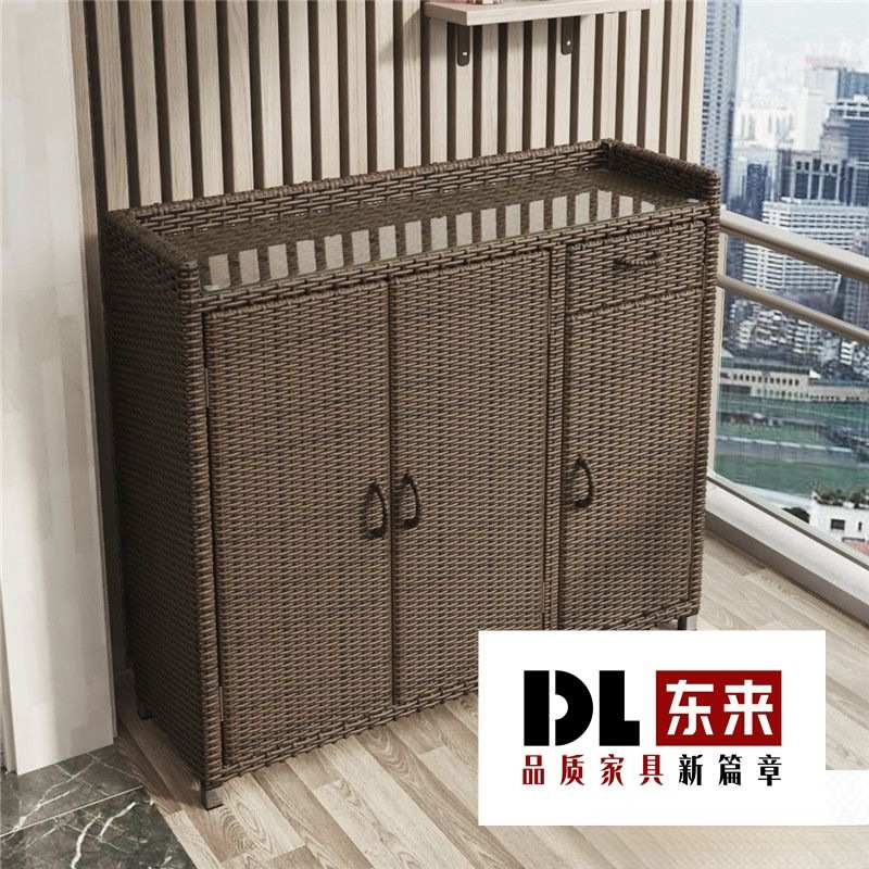 阳台户外防晒防水鞋柜家用门外入户收纳柜藤编别墅门口大容量耐晒
