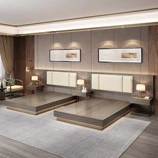 酒店家具标间全套宾馆床简约现代家具标间双床单间民宿单双人大床