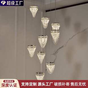 复式别墅楼梯吊灯挑高客厅主灯高级感意式轻奢大厅吊线灯设计师款