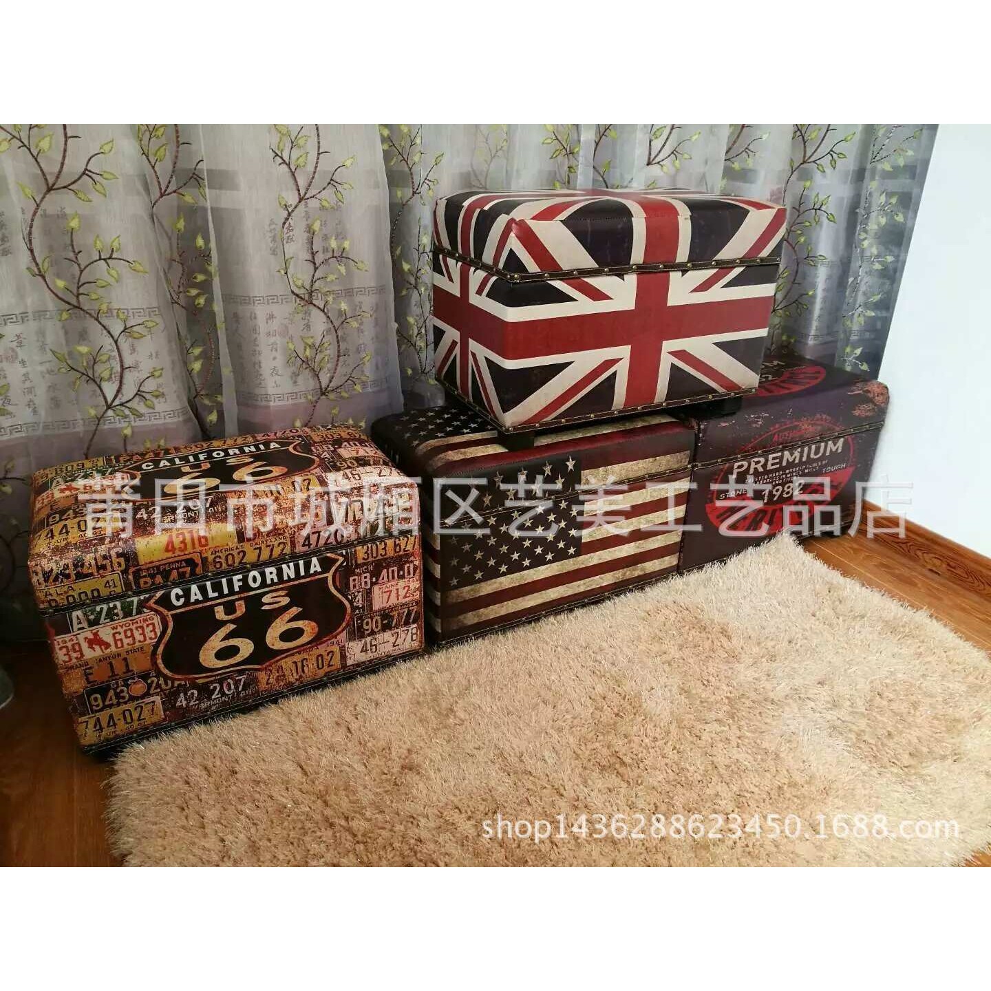复古个性儿童沙发凳换鞋凳子储藏木箱沙发边几床头柜样板房桌椅