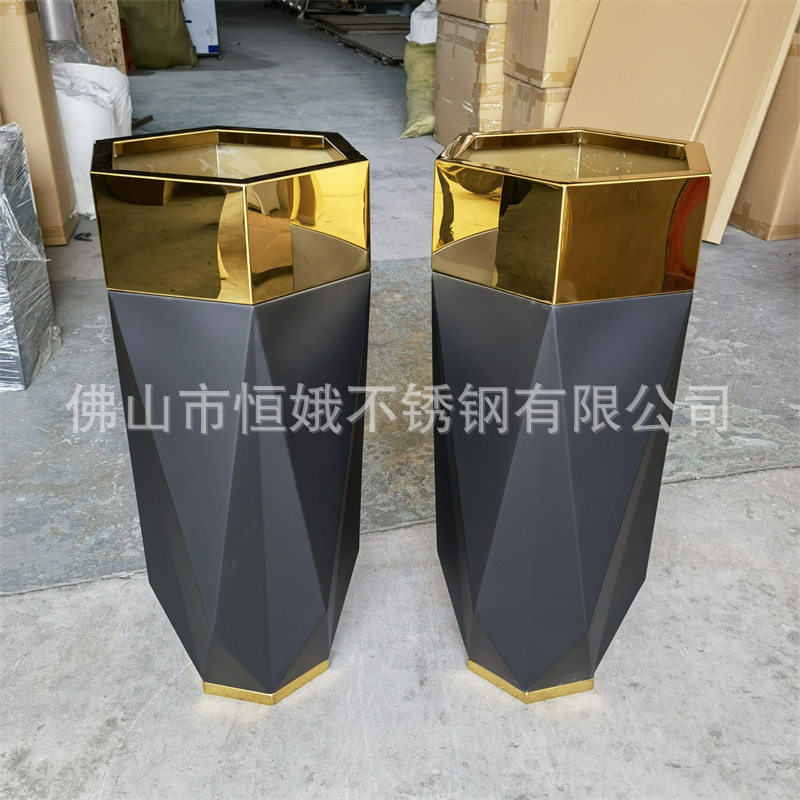 欧美现代金色黑色室内装饰花瓶花钵不锈钢金色花瓶