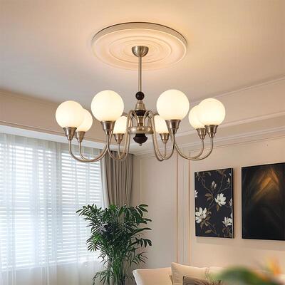 法式中古风客厅吊灯美式复古黑色实木卧室餐厅灯侘寂风魔豆灯具