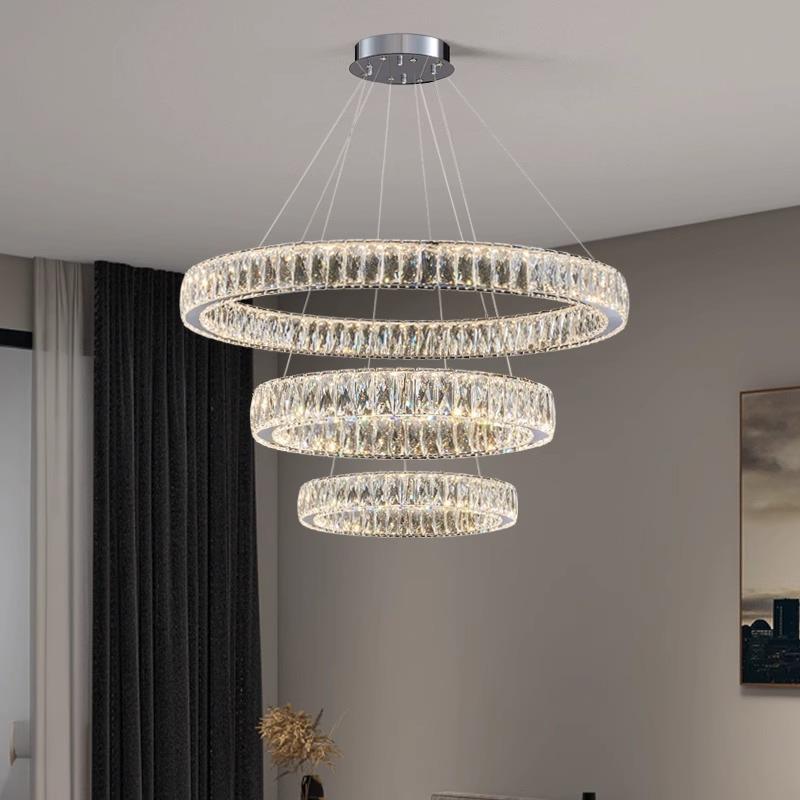 轻奢客厅灯吊灯现代简约大气水晶灯奢华高档主卧室餐厅灯圆形灯具