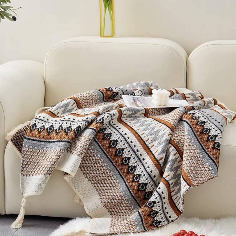 北欧风办公室午睡毯针织毯毛毯春夏单人披肩毛毯斗篷小毯子沙发毯