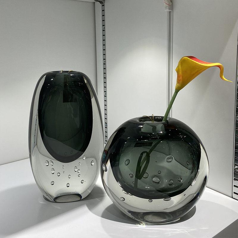 简约现代玻璃花瓶轻奢样板房软装饰客厅摆件桌面插花创意琉璃花器