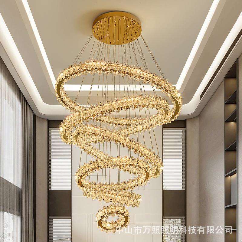 复式楼大吊灯挑空客厅吊灯别墅楼梯灯轻奢跃层挑高楼中楼大厅吊灯