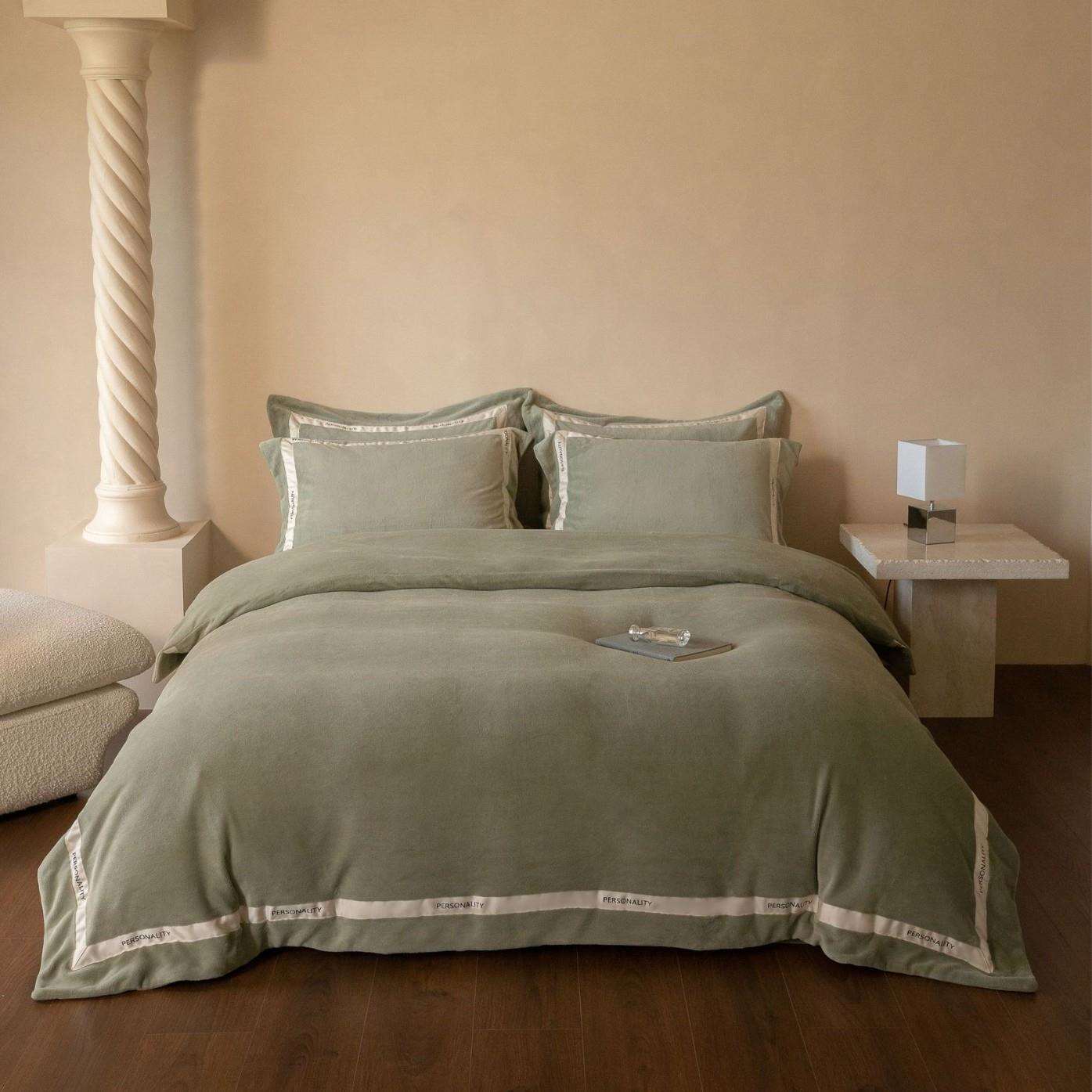 秋冬加厚绒套件素色轻奢绒套件床上四件套床单款四件套