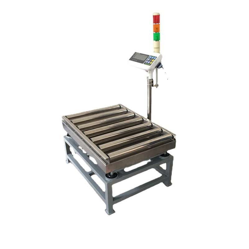50-300kg产品重量自检电子称 带无动力滚筒输送上下限报警电子称