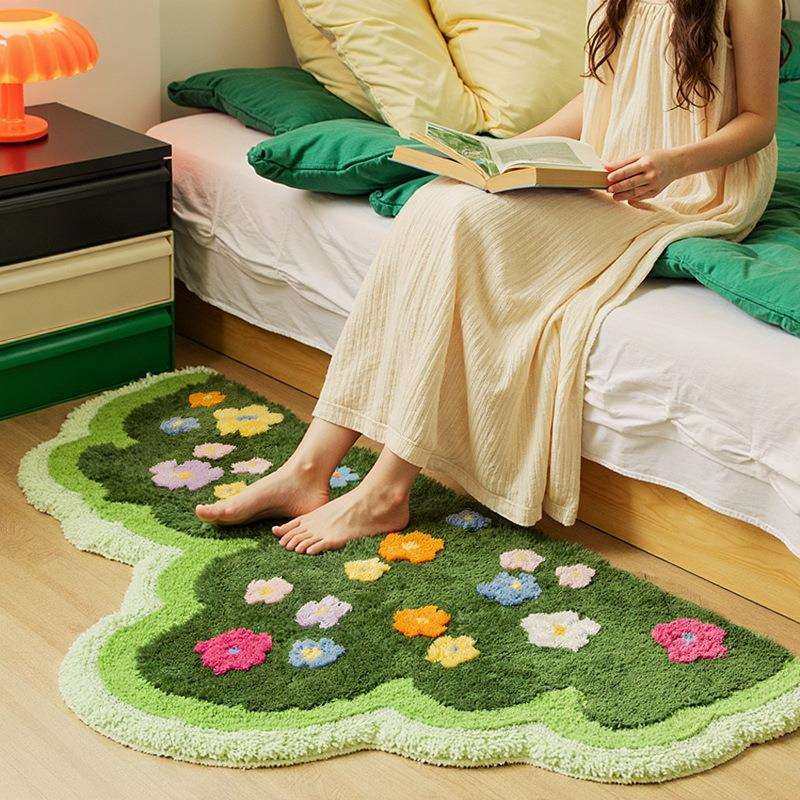 跨境小清新花卉地毯隔凉防滑卧室床边地毯耐脏吸水植绒客厅沙发毯,鲜花速递/花卉仿真/绿植园艺,割草机/草坪机,淘宝优惠券,粉丝福利购,淘宝优惠卷