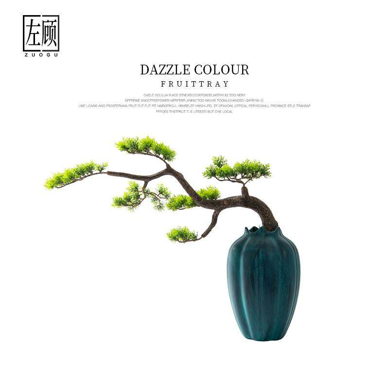 新中式仿真迎客松盆景摆件样板间书房条案玄关台花架盆栽禅意装饰,标准件/零部件/工业耗材,车间地垫,淘宝优惠券,粉丝福利购,淘宝优惠卷