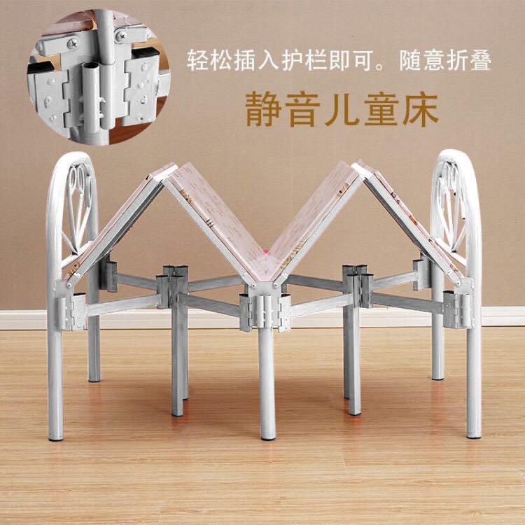 折叠儿童床带护栏小孩床女孩拼接床加宽公主铁艺床单人床男孩欧式