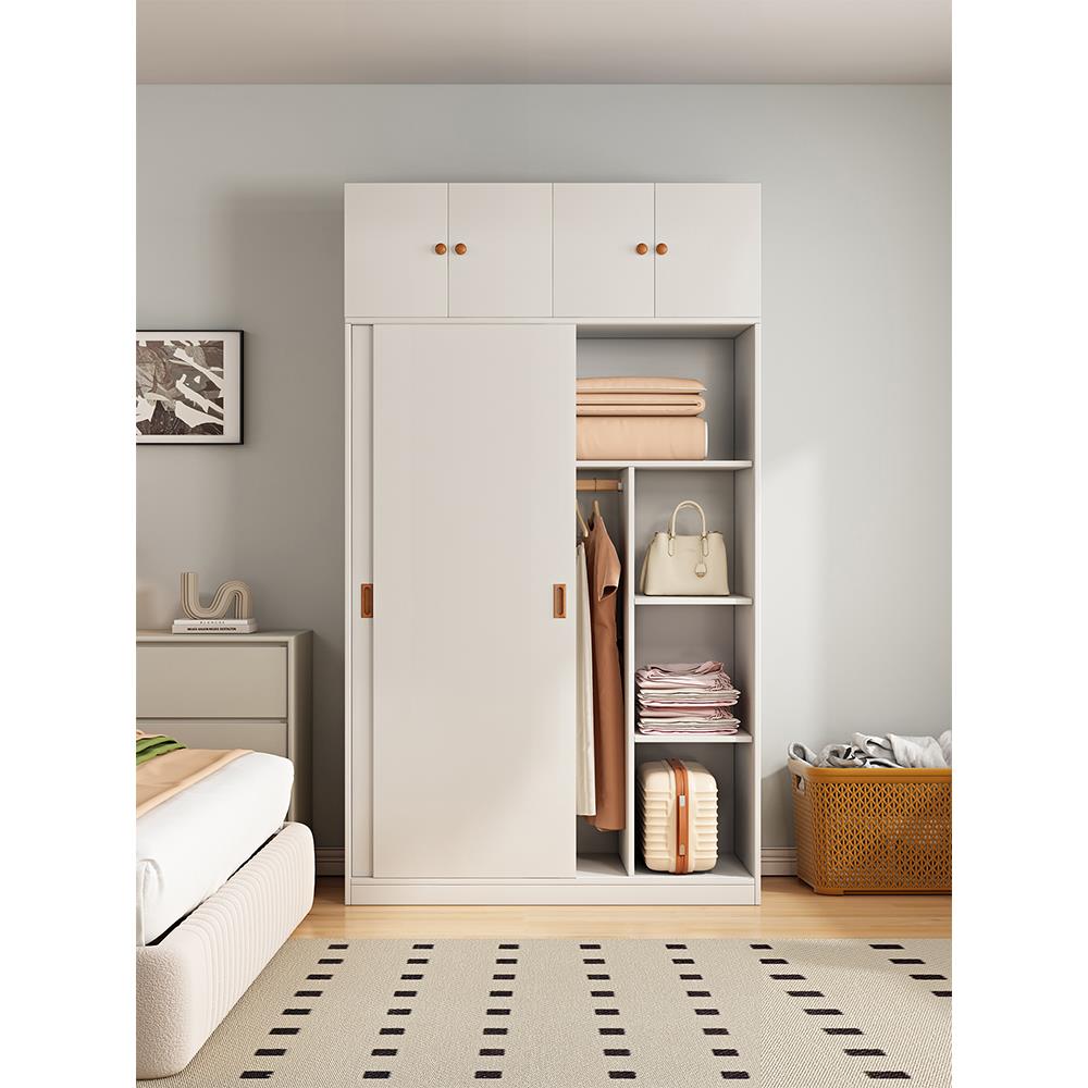 实木衣柜家用卧室奶油风全实木可定制儿童移门大衣橱储物收纳柜