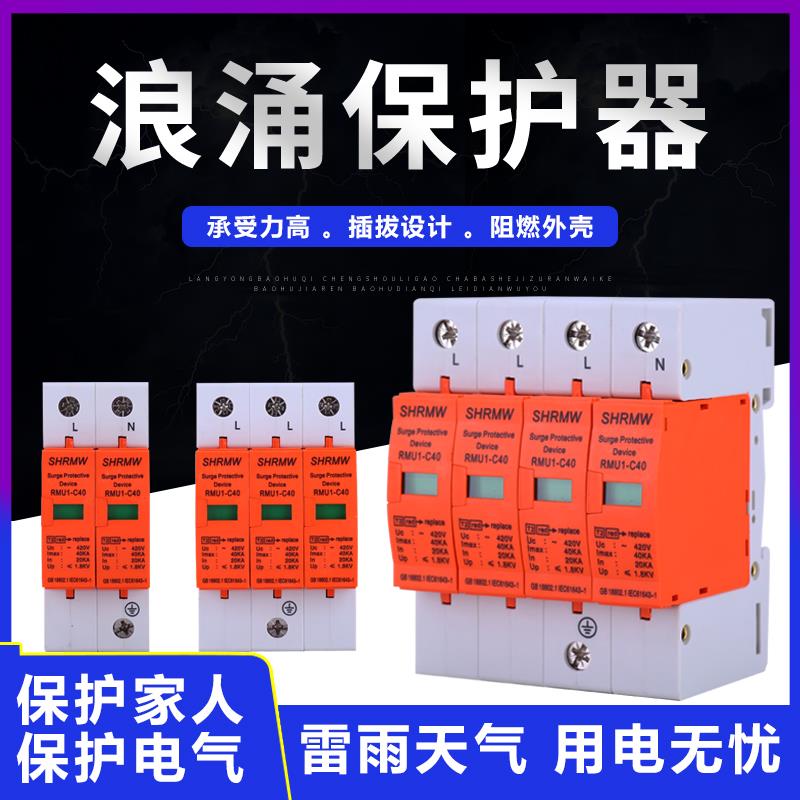 浪涌防雷保护器家用2P4P避雷器电涌保护器20 40 60KA二级浪涌380V