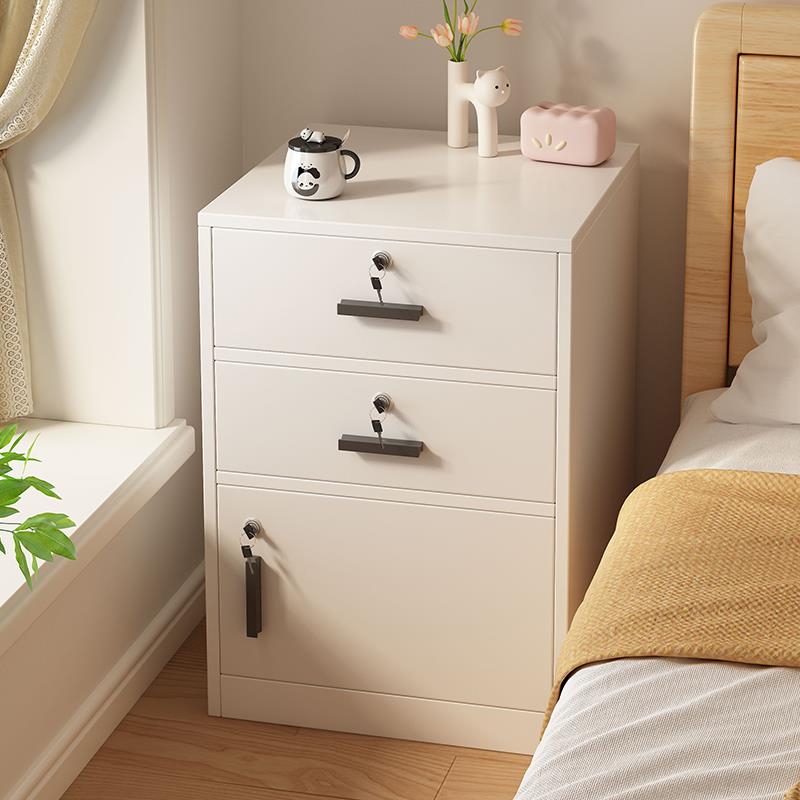 床头柜简约现代带锁床边收纳柜家用卧室小型抽屉矮柜可移动收纳柜