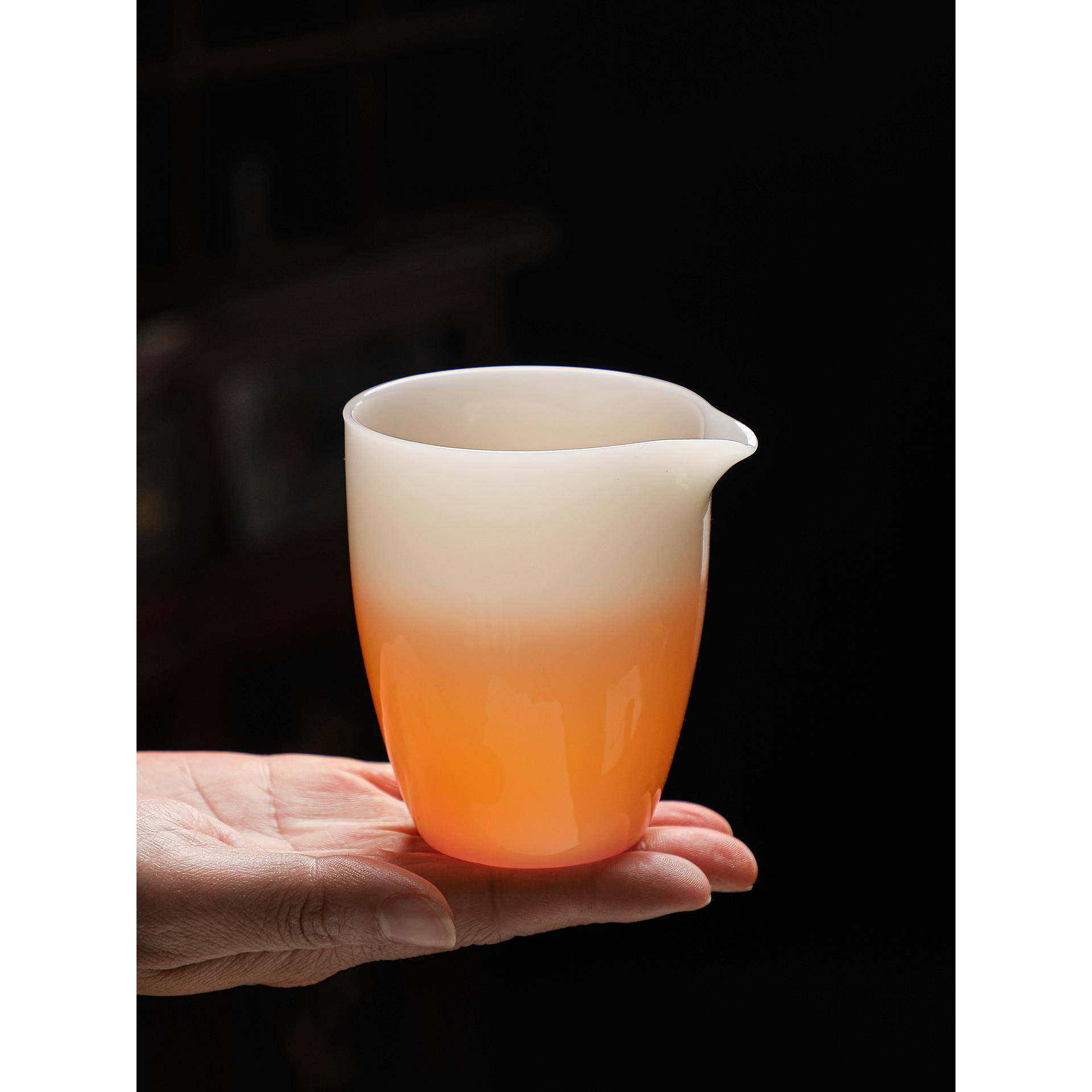 高档正品璞玉公道杯冰种陶瓷茶海大号功夫茶具分茶器白瓷匀杯手工