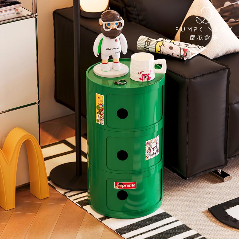 北欧圆形床头柜ins网红现代简约创意收纳小柜子卧室简易储物边柜