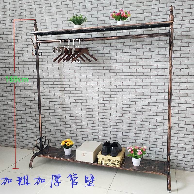 覆古铁艺服装店落地式展示架男女童装货架中岛挂衣架单双杠衣帽架