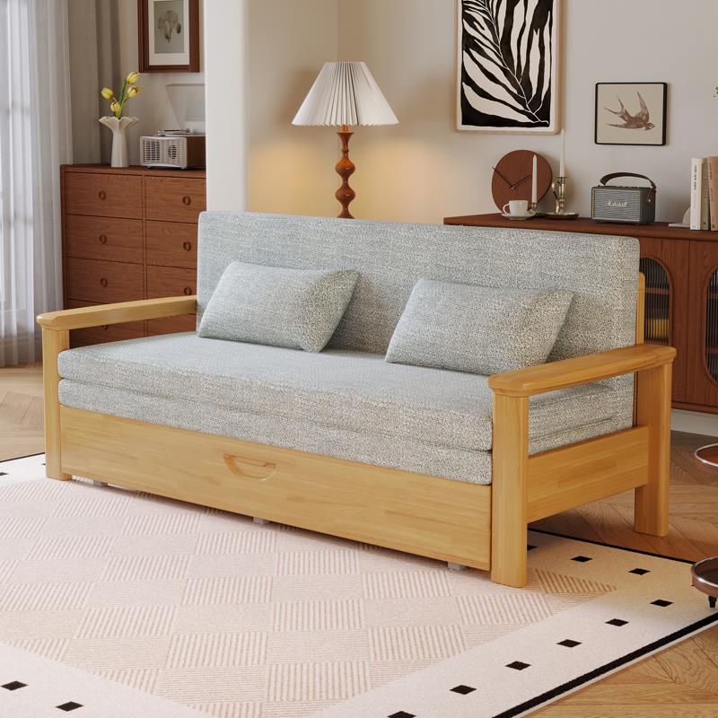 折叠简约实木沙发床沙发可折叠两用客厅双人小户型多功能现代伸缩