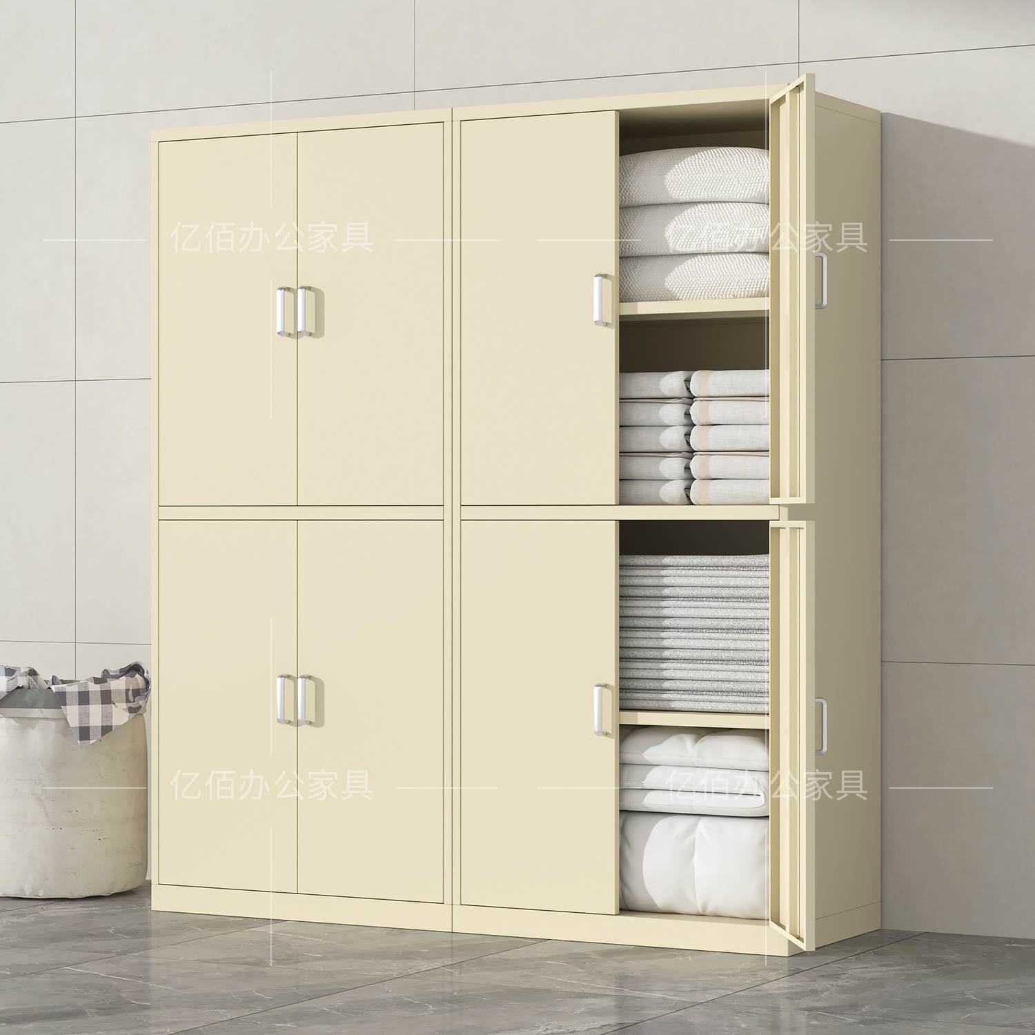 钢制宾馆公寓酒店客房布草柜民宿铁皮收纳柜带锁更衣柜毛巾收纳柜