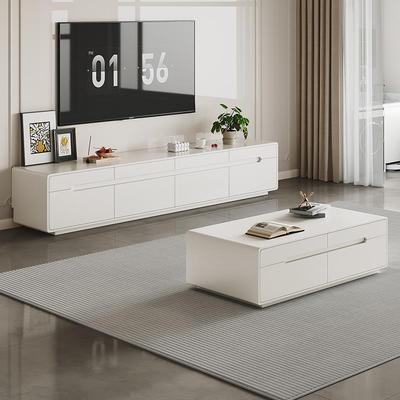 全实木茶几电视柜组合2025新款家用小户型奶油风大容量储物柜柜子