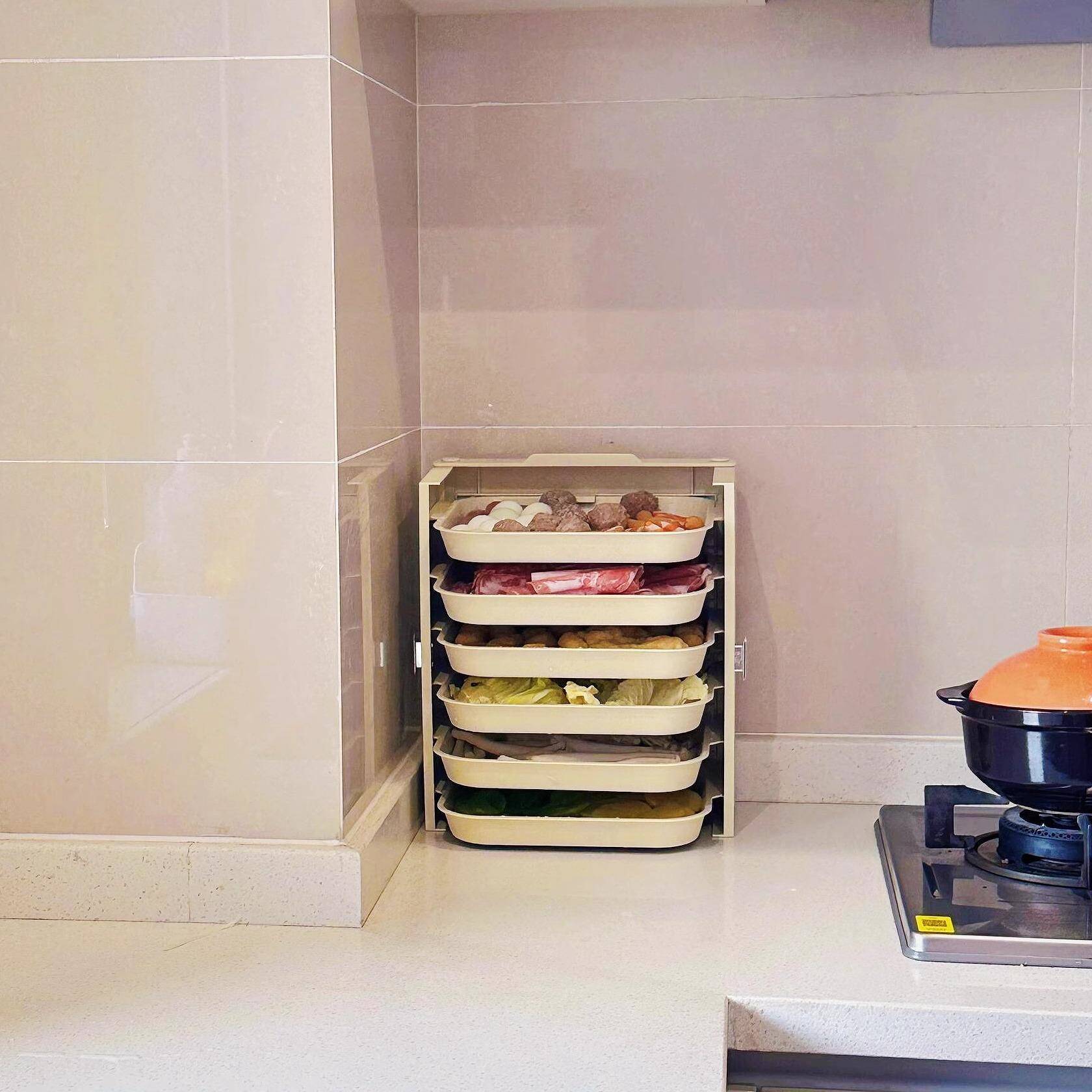 备盘子厨房家用置物架火锅配菜收纳层架多层食品级台面沥水架多功