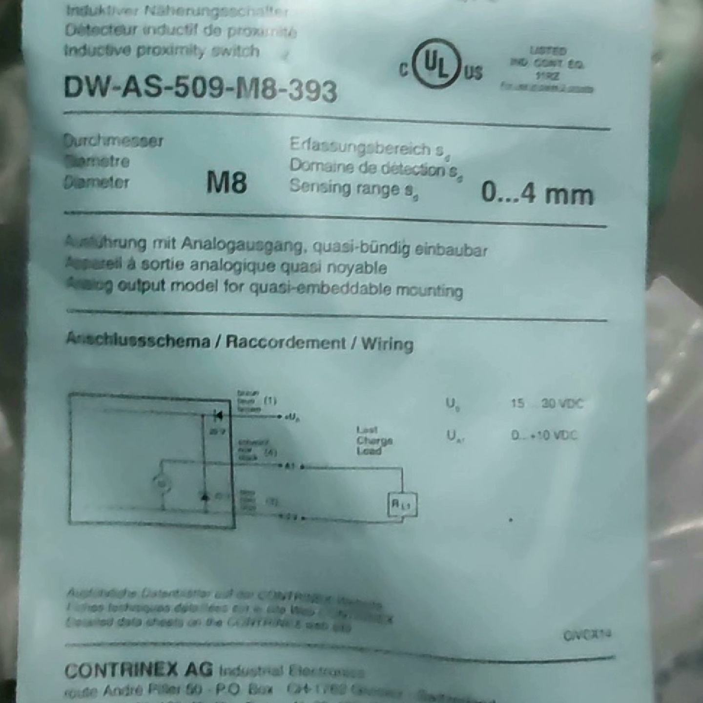 议价--瑞士 瑞士 CONTRINEX  DW-AS-509-M8-