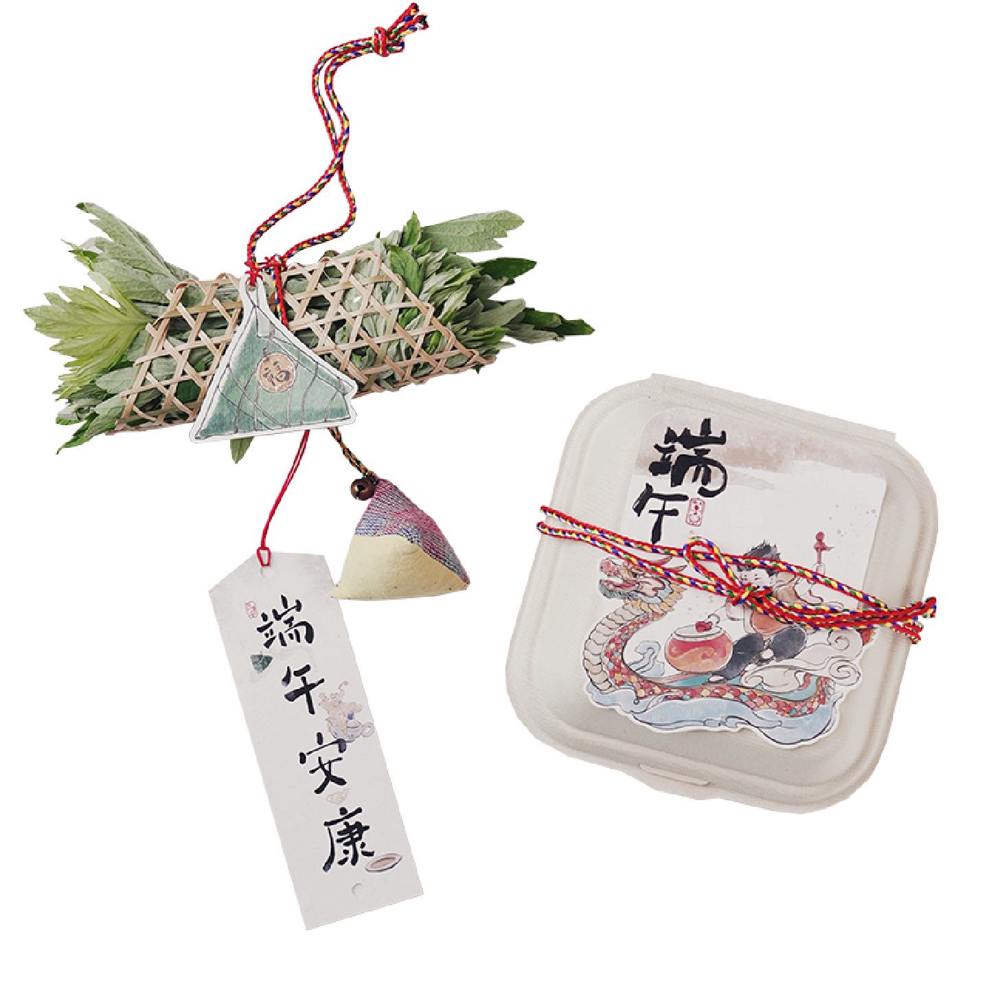 端午节手工车载艾草花环挂件主题装饰用品花束香囊门挂铃铛挂饰