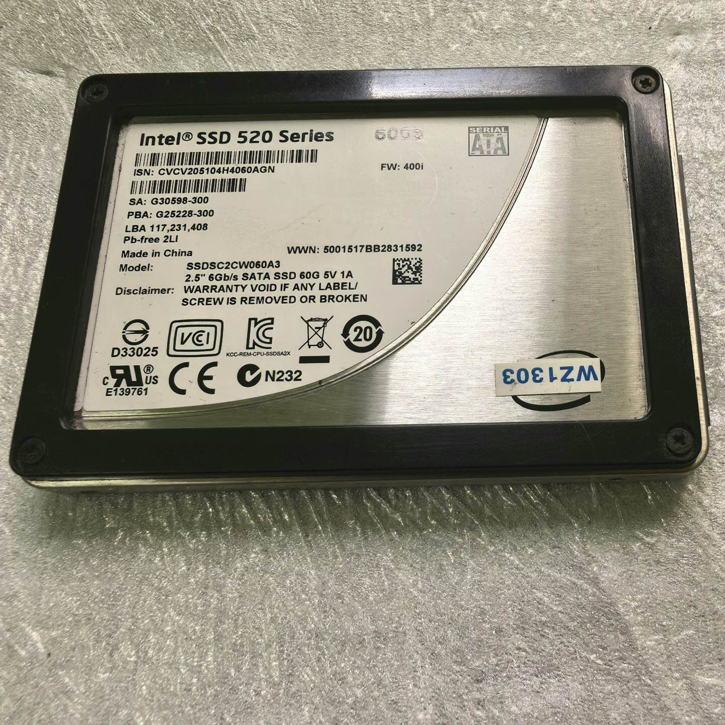 IntelSSD520系列固态硬盘60G容量2.5寸议价及维修!