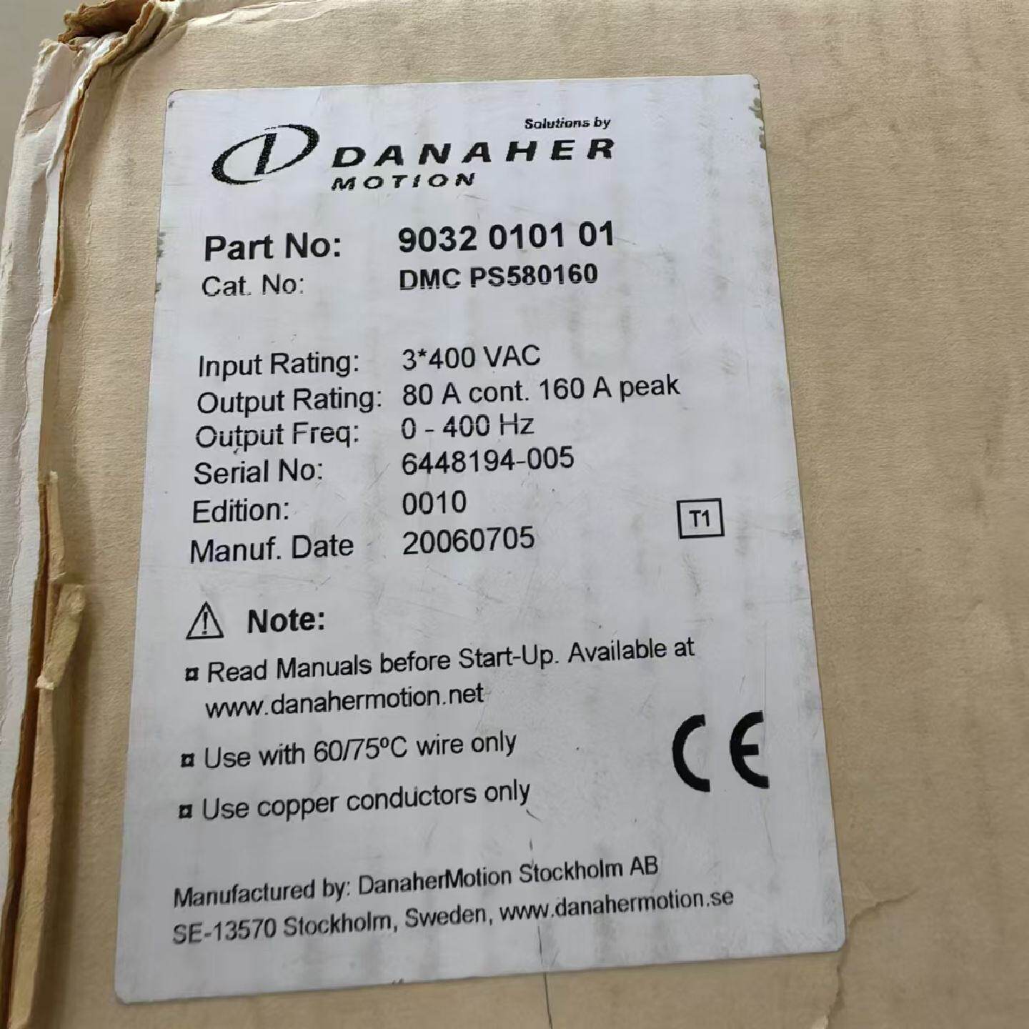 议价DANAHER丹纳赫驱动电源DMC PS580160 原装现货议价
