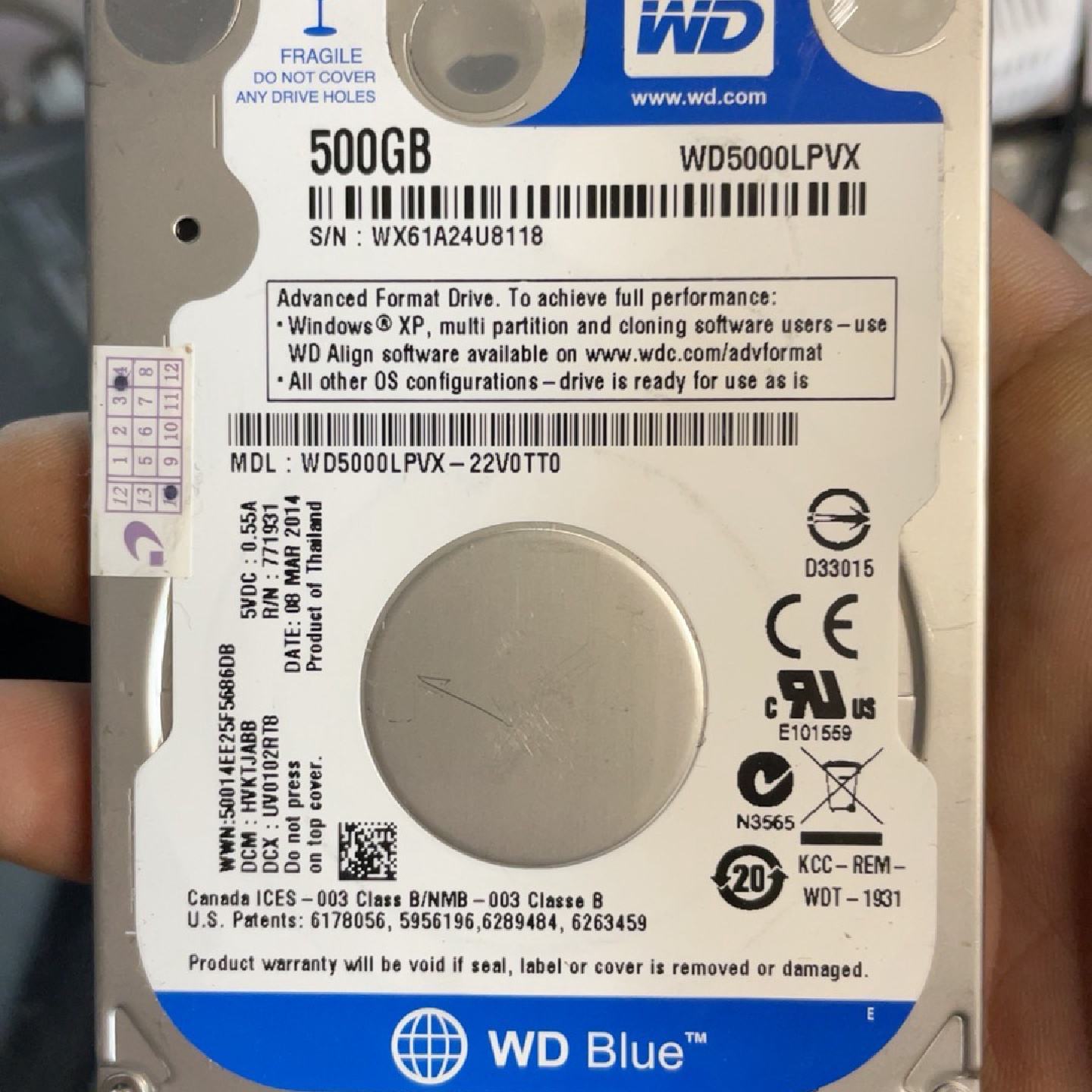 【询价】西数500g   2.5寸  7mm适用