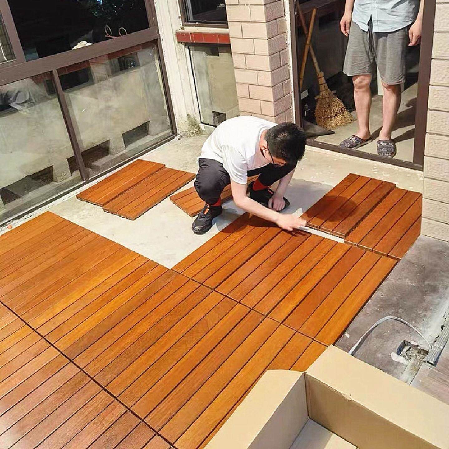 菠萝格实木地板户外室外阳台露台庭院地面自铺拼接防腐重蚁木地板