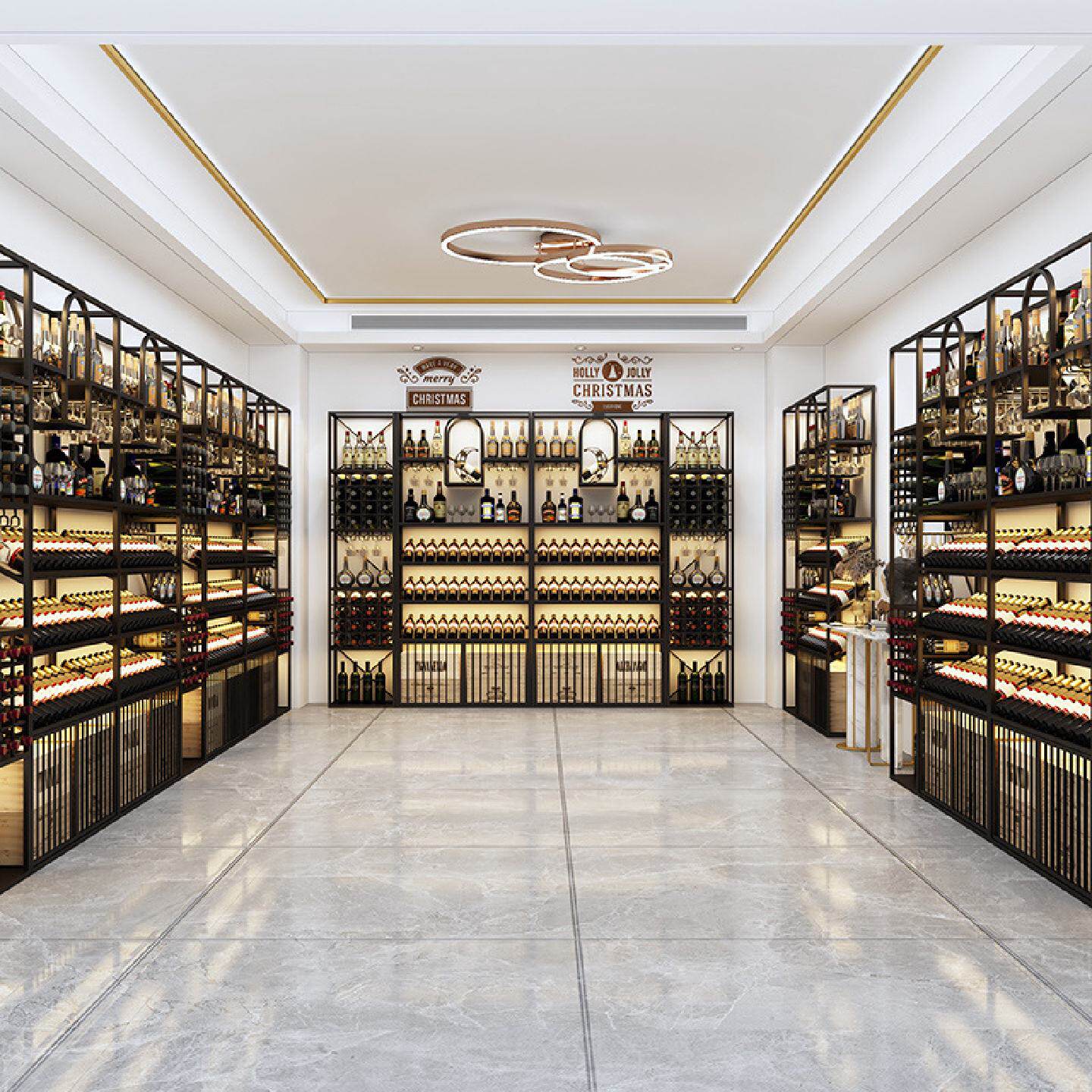 轻奢铁艺酒架落地客厅隔断柜红酒柜葡萄酒白酒展示架置物架酒杯架
