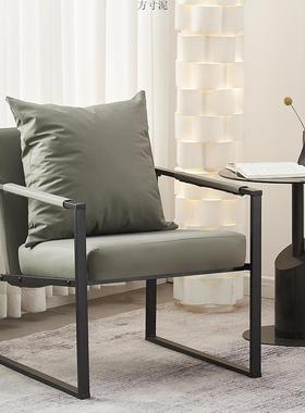 北欧单人沙发椅懒人沙发意式轻奢铁艺简约休闲椅小户型客厅老虎椅