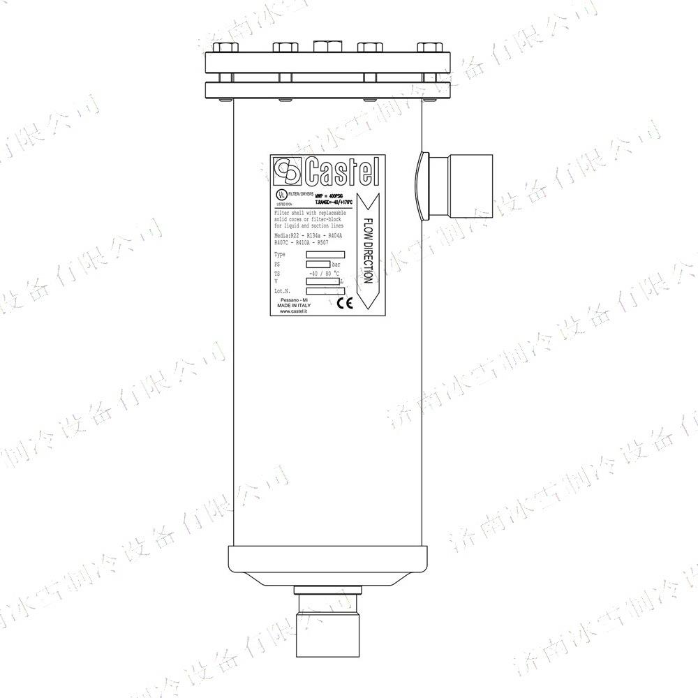 Castel卡士妥干燥过滤器SF412/7A,螺纹盖,固体滤芯可换,钢接头