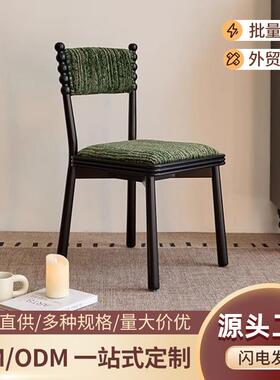 霍斯椅法式实木餐椅家用复古2025新款梳妆椅中古风软包靠背休闲椅