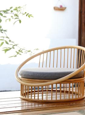 W6日式楠竹榻榻米和室椅卧室阳台椅子飘窗休闲懒人靠背椅矮凳子沙