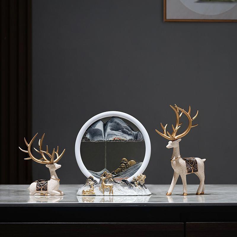 【折扣价】创意铃兰鹿流沙画沙漏摆件轻奢高档办公桌面客厅酒柜电