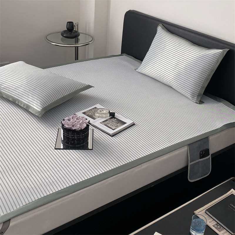 轻奢A类冰丝凉感三件套床席款防滑可水洗宿舍床褥垫夏季高级感ins