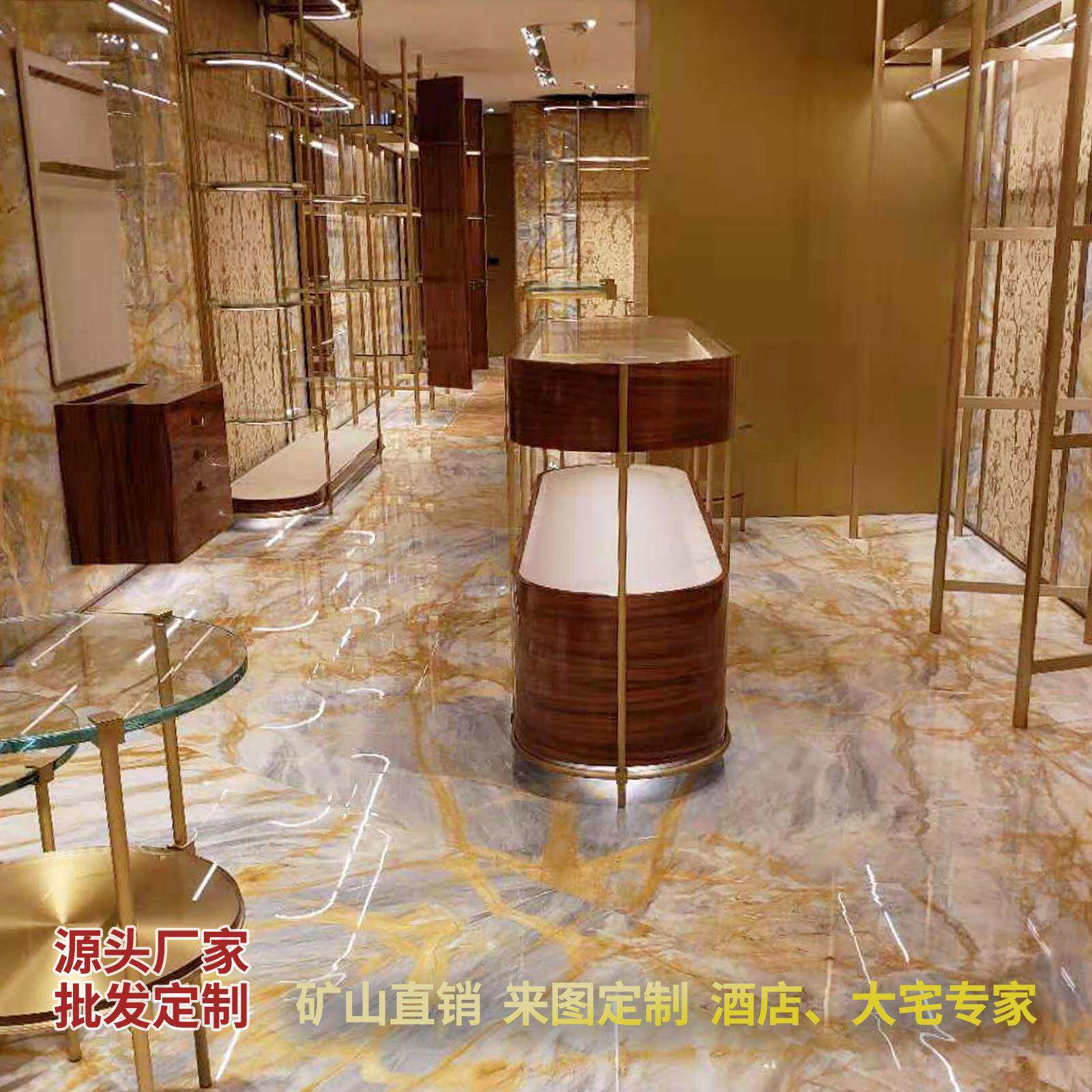 酒店民宿圆桌方桌大理石餐桌私人定制大理石台面地面墙面电视背景