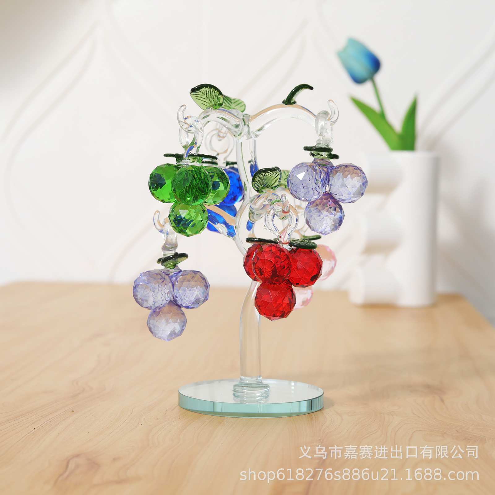 水晶工艺品橱窗装饰家居仿真水果彩色葡萄树模型拍照摄影道具摆件