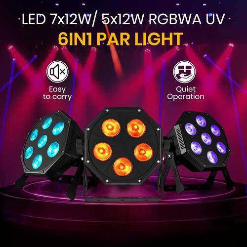 5颗7颗RGB六合一塑料扁帕灯染色效果灯酒吧KTV婚庆投光灯舞台灯光