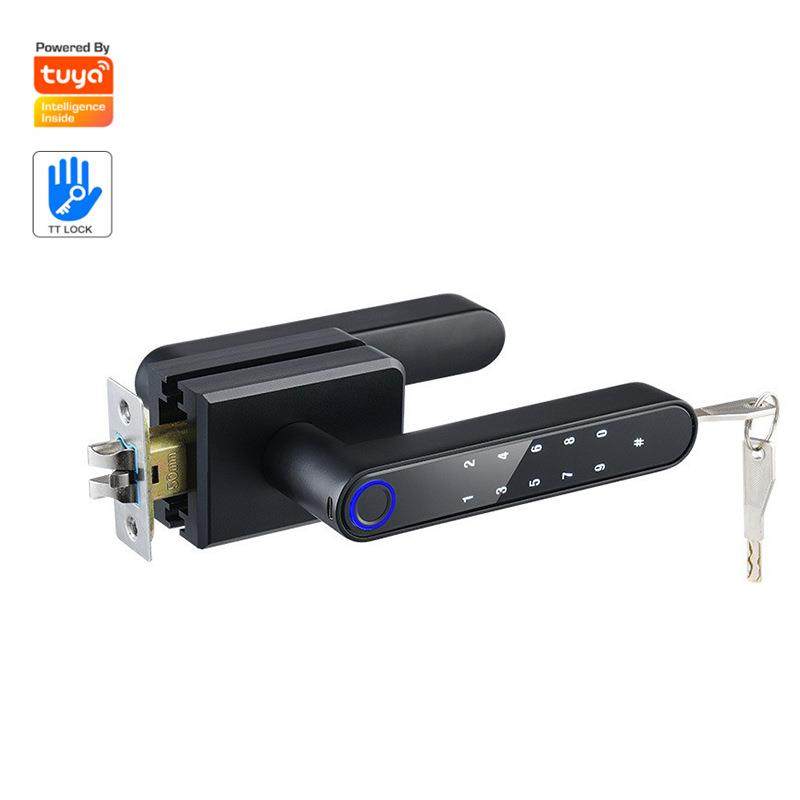 通通电子锁卧室静音密码锁铝木生态门智能锁极窄隔断玻璃门指纹锁