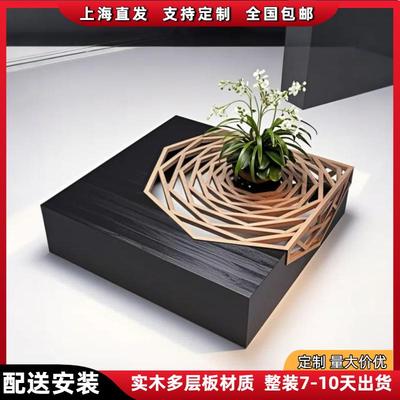 意式烤漆正方形茶几客厅实木艺术茶桌台简约小户型大理石茶几整装