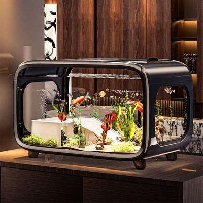 透明鱼缸生态造景高透微景观水族金鱼缸塑料客厅桌面轻奢乌龟缸
