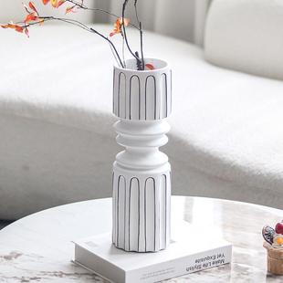 古希腊罗马柱条纹花器摆件欧式插花瓶复古客厅酒店民宿别墅装饰品