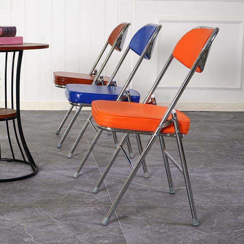 中古椅靠背椅红色皮革餐椅灯芯绒加厚办公椅会议椅电镀折叠椅新品