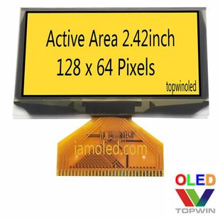 2.42寸黄色oled液晶显示屏ug 2864asypg14焊接厂家2.4英寸黄光
