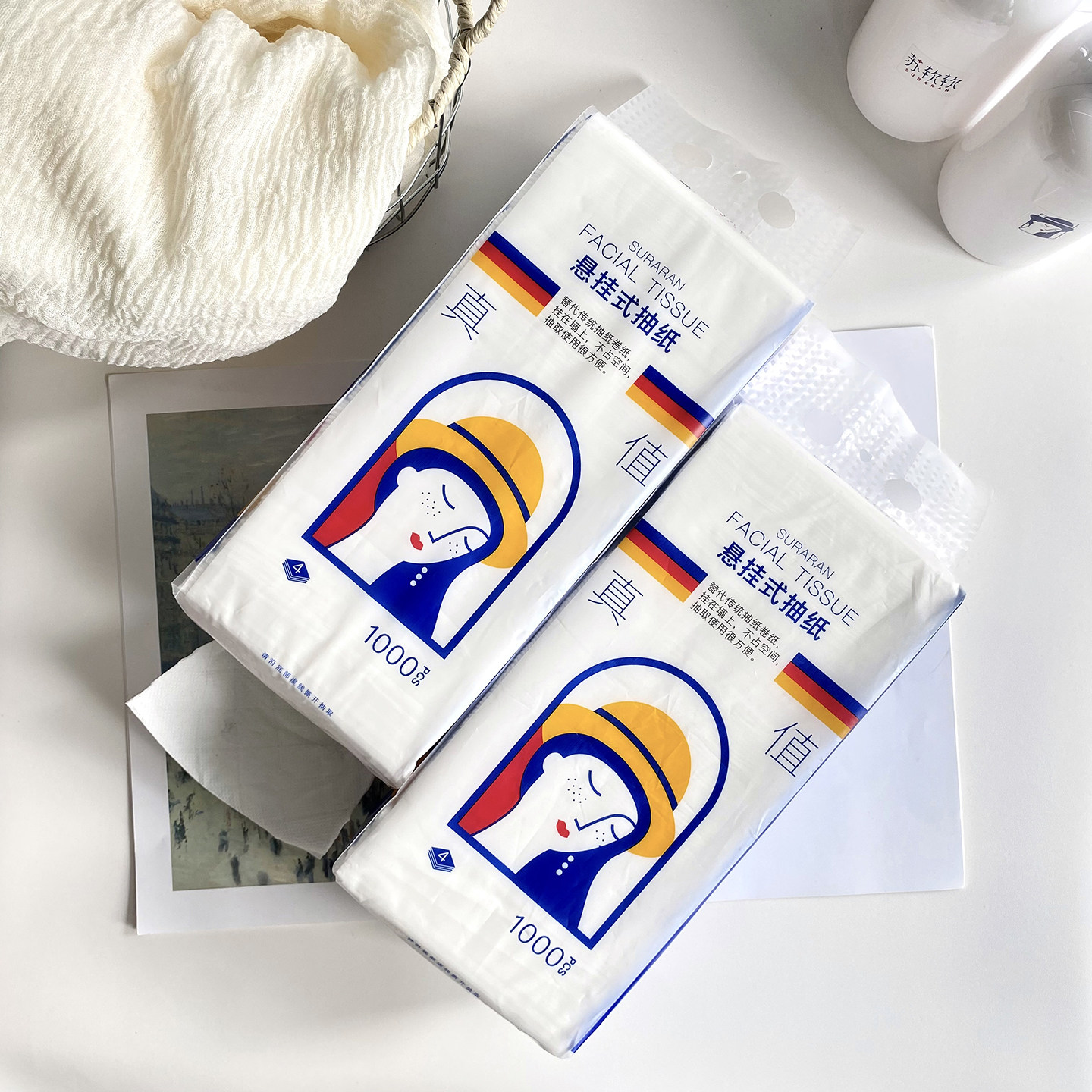 苏软软悬挂式抽纸巾4层250抽加量家用装加厚家庭装加大底部抽纸